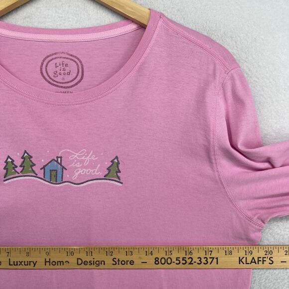LIFE IS GOOD Top Womens M Village Relaxed Fit Long Sleeve Cotton Pink - Picture 13 of 16